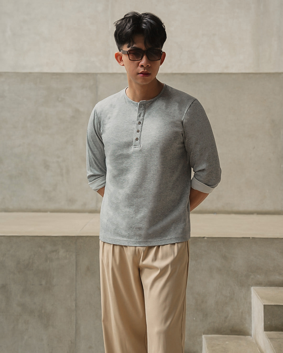 Henley Shirt BreezeWear 2.0 - 3/4 Sleeve - Gray