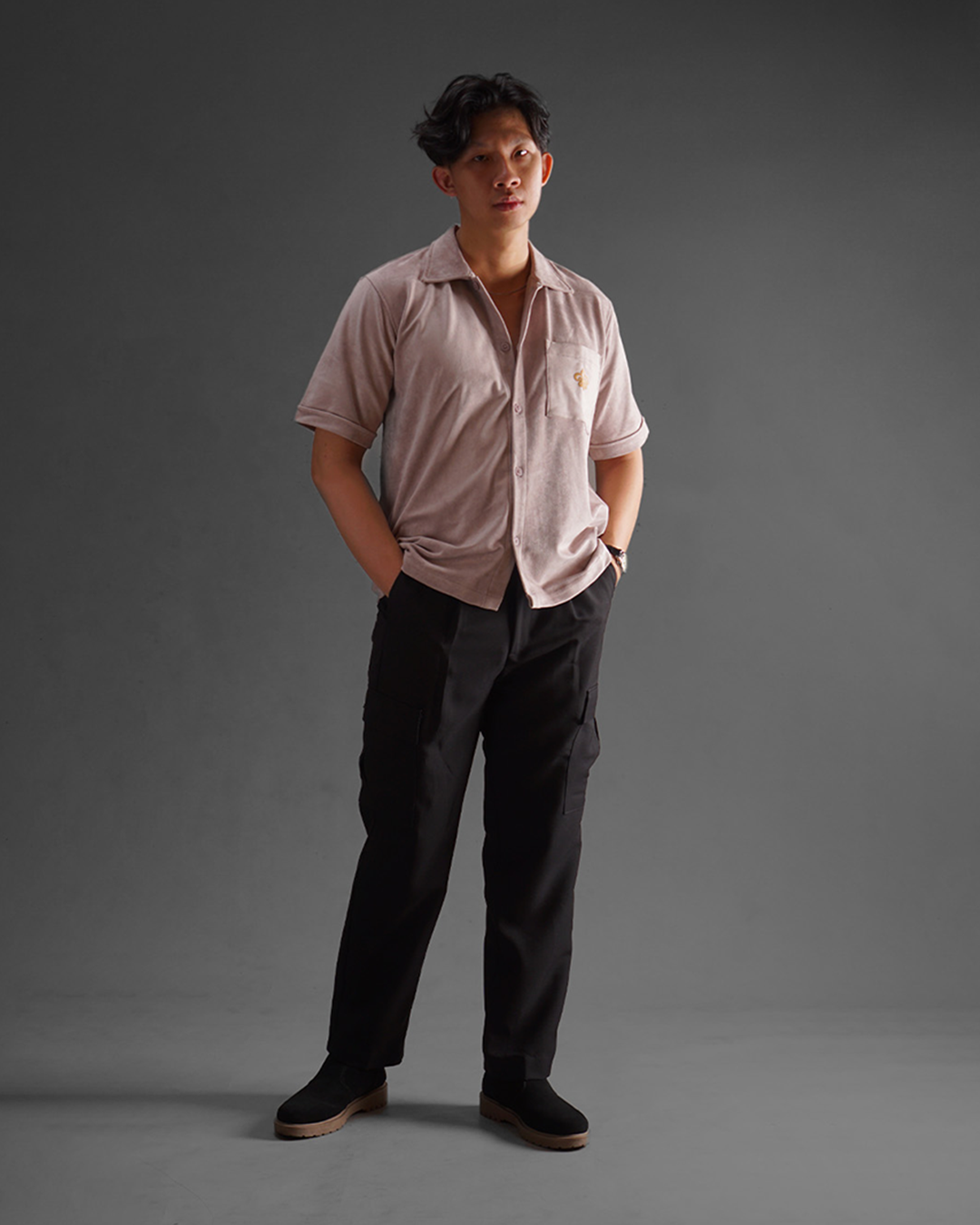 Suede Work Shirt - Baby Pink