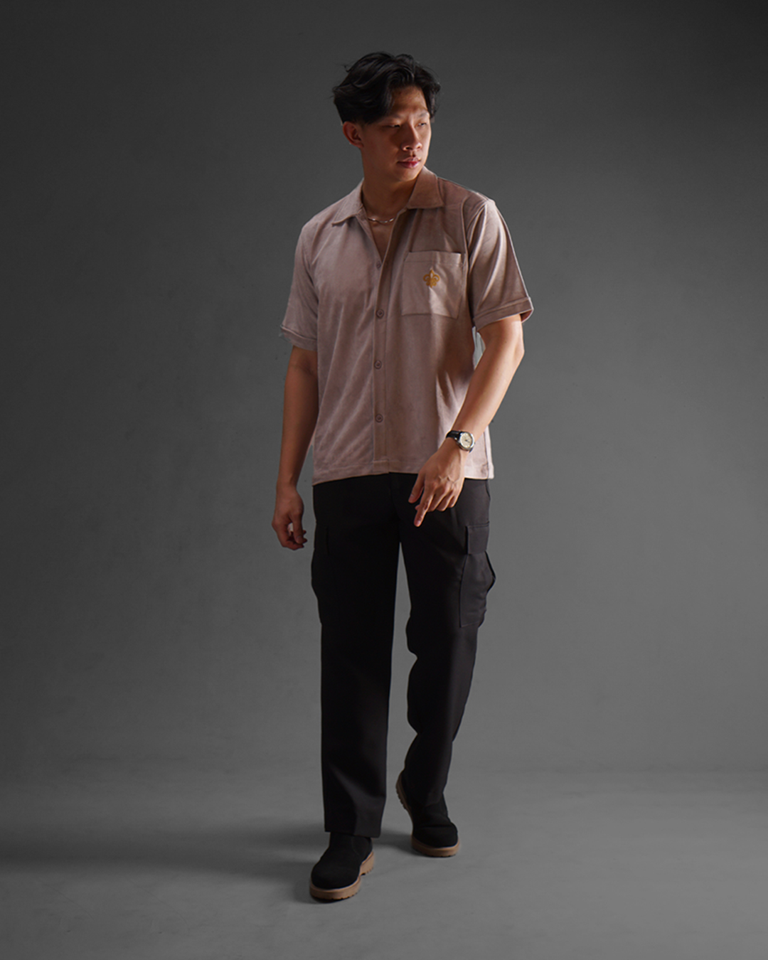 Suede Work Shirt - Baby Pink