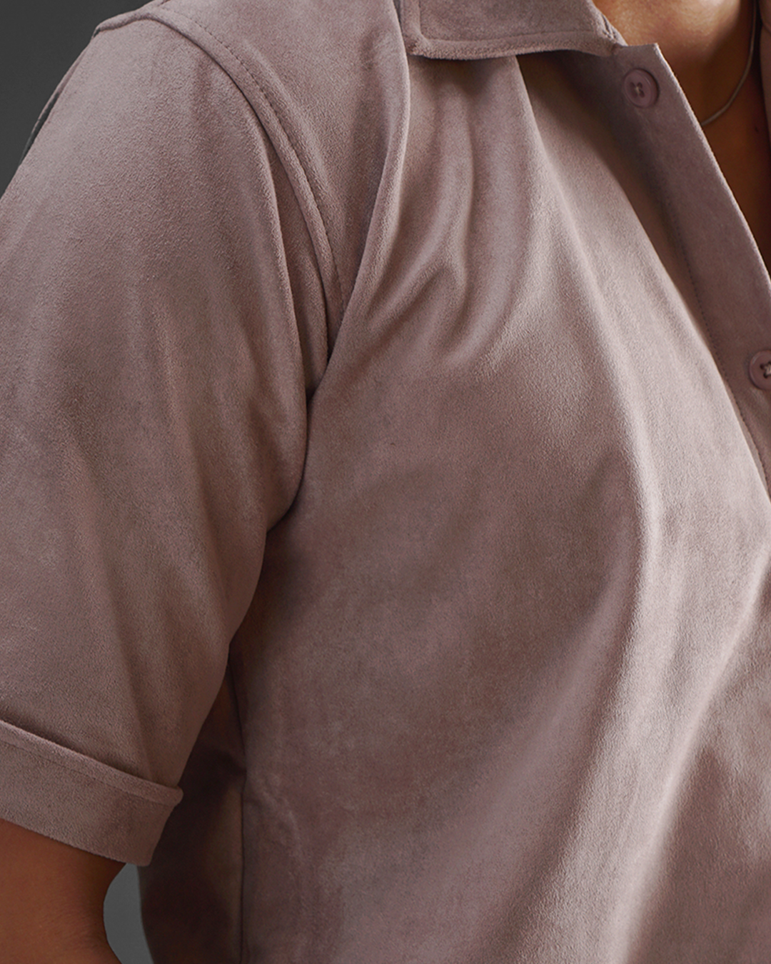 Suede Work Shirt - Baby Pink