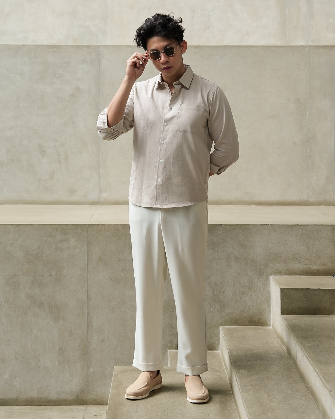HOMME Linen Shirt - Beige