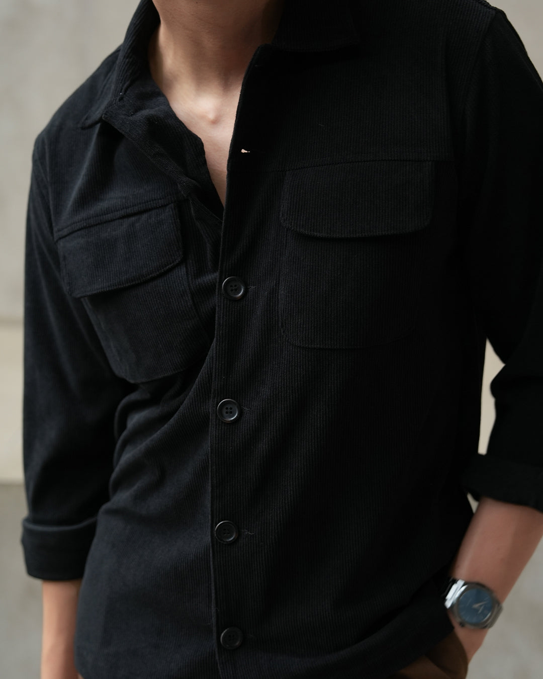 Corduroy Overshirt SIGNORE - Black