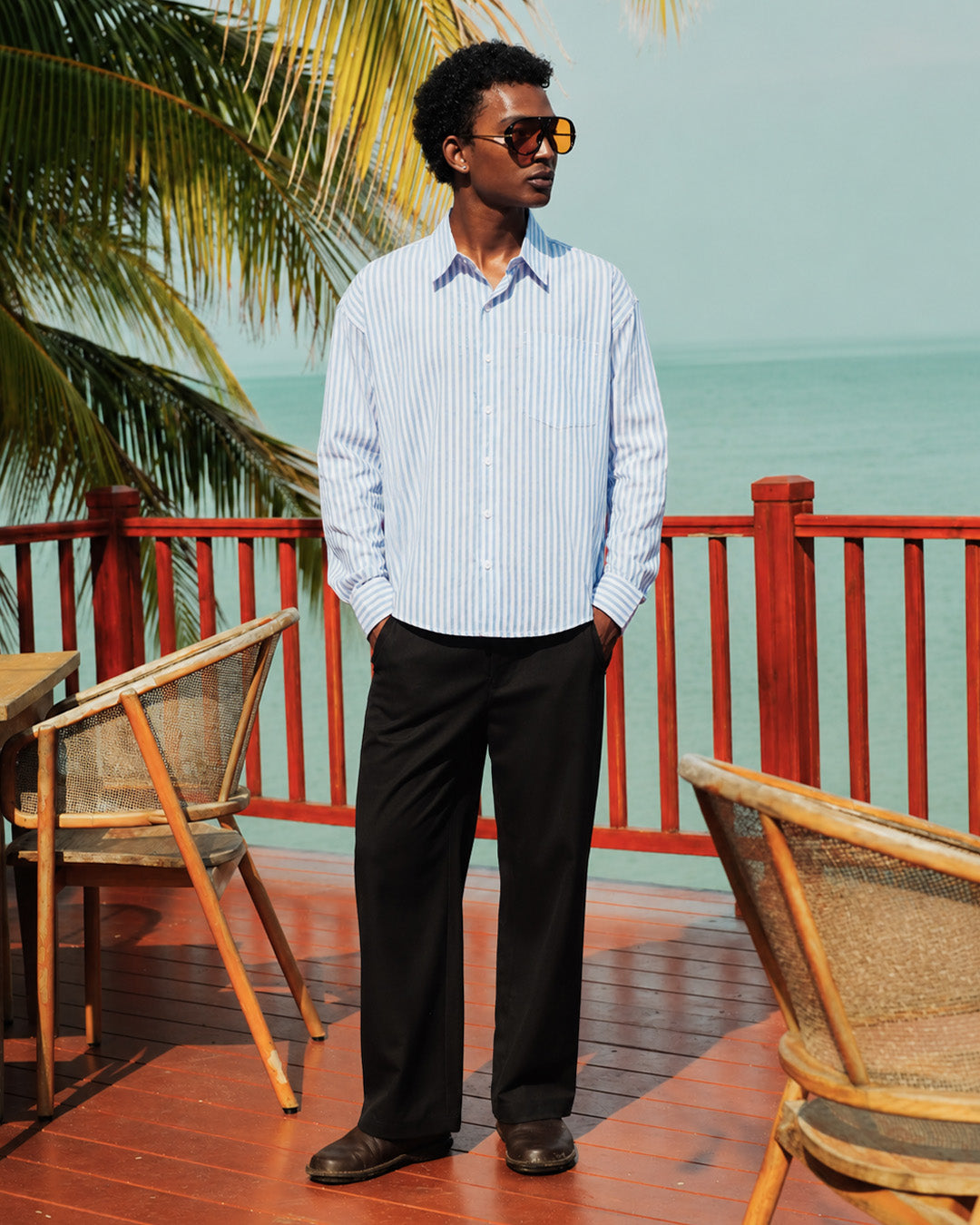 Yanded Stripe Shirt - Light Blue