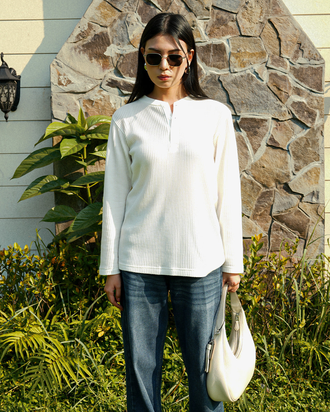 Basic Henley Shirt - Offwhite