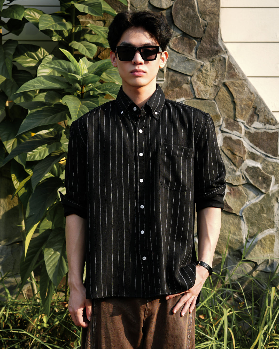 Abstract Stripe Shirt - Black