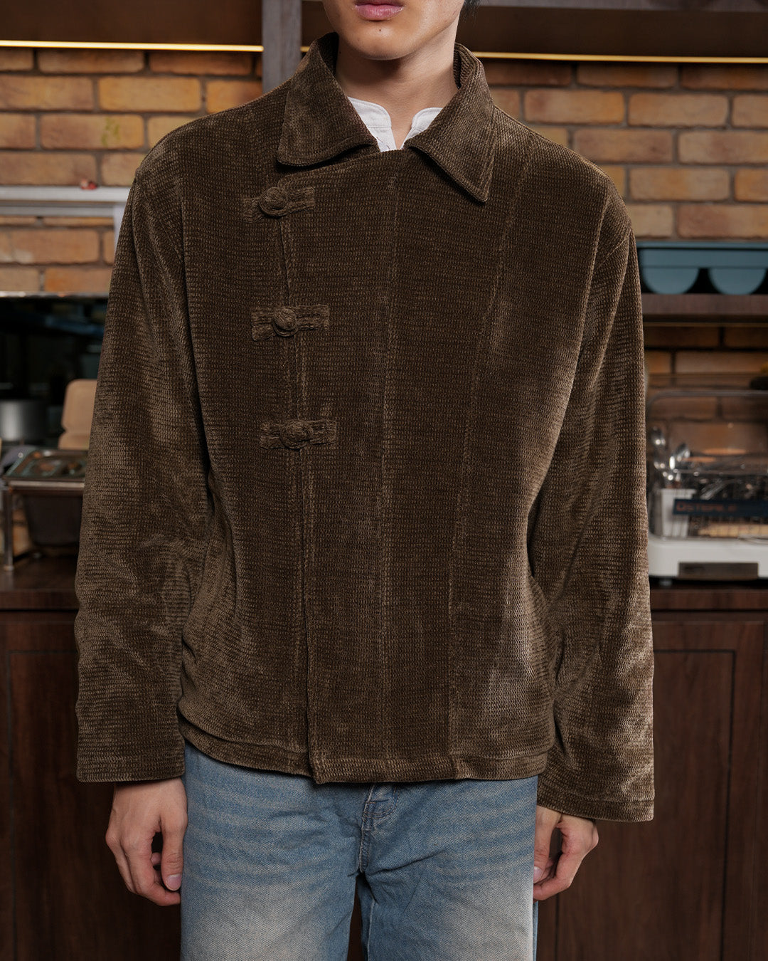 Corduroy Seaweed Chongsam - Brown
