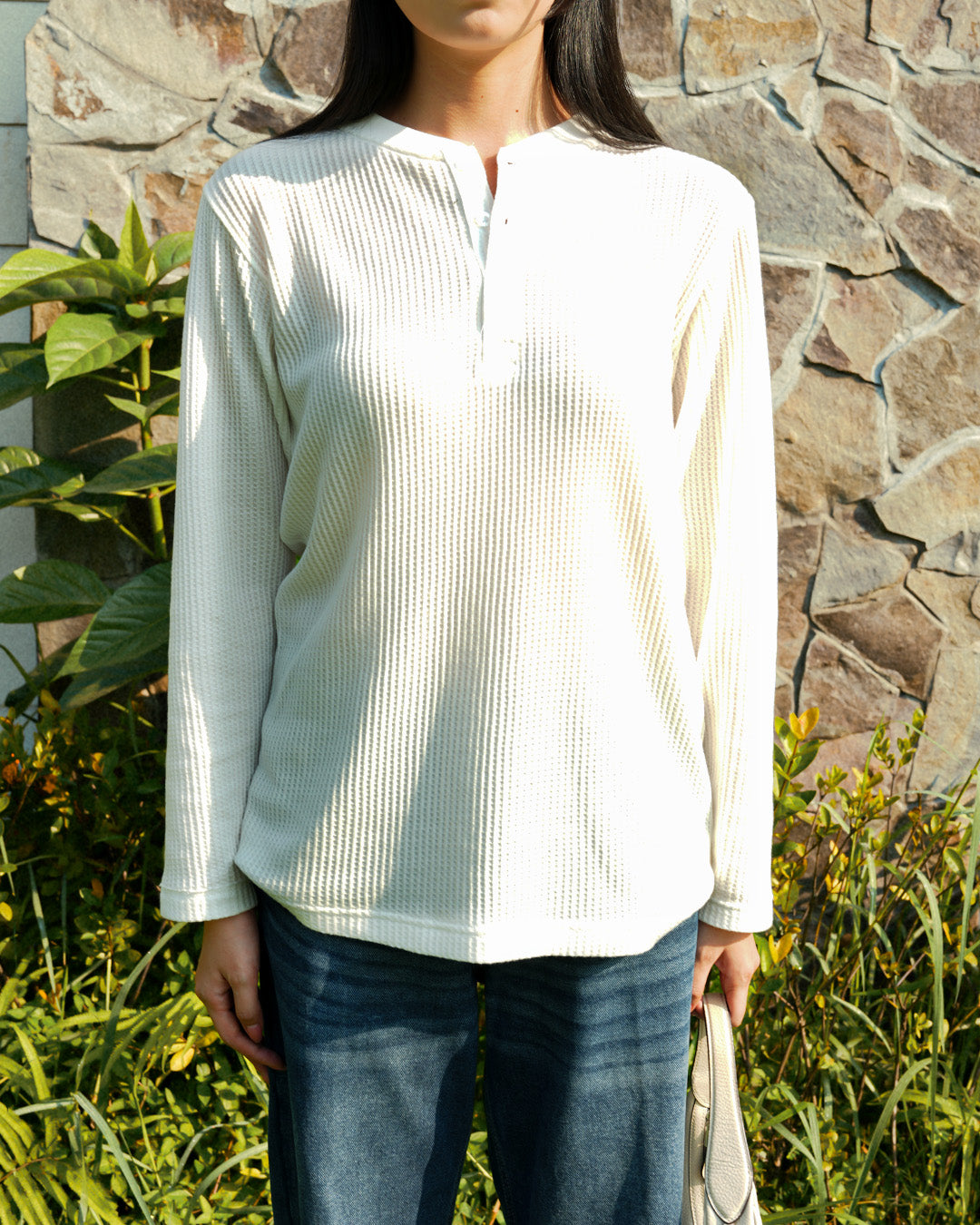 Basic Henley Shirt - Offwhite