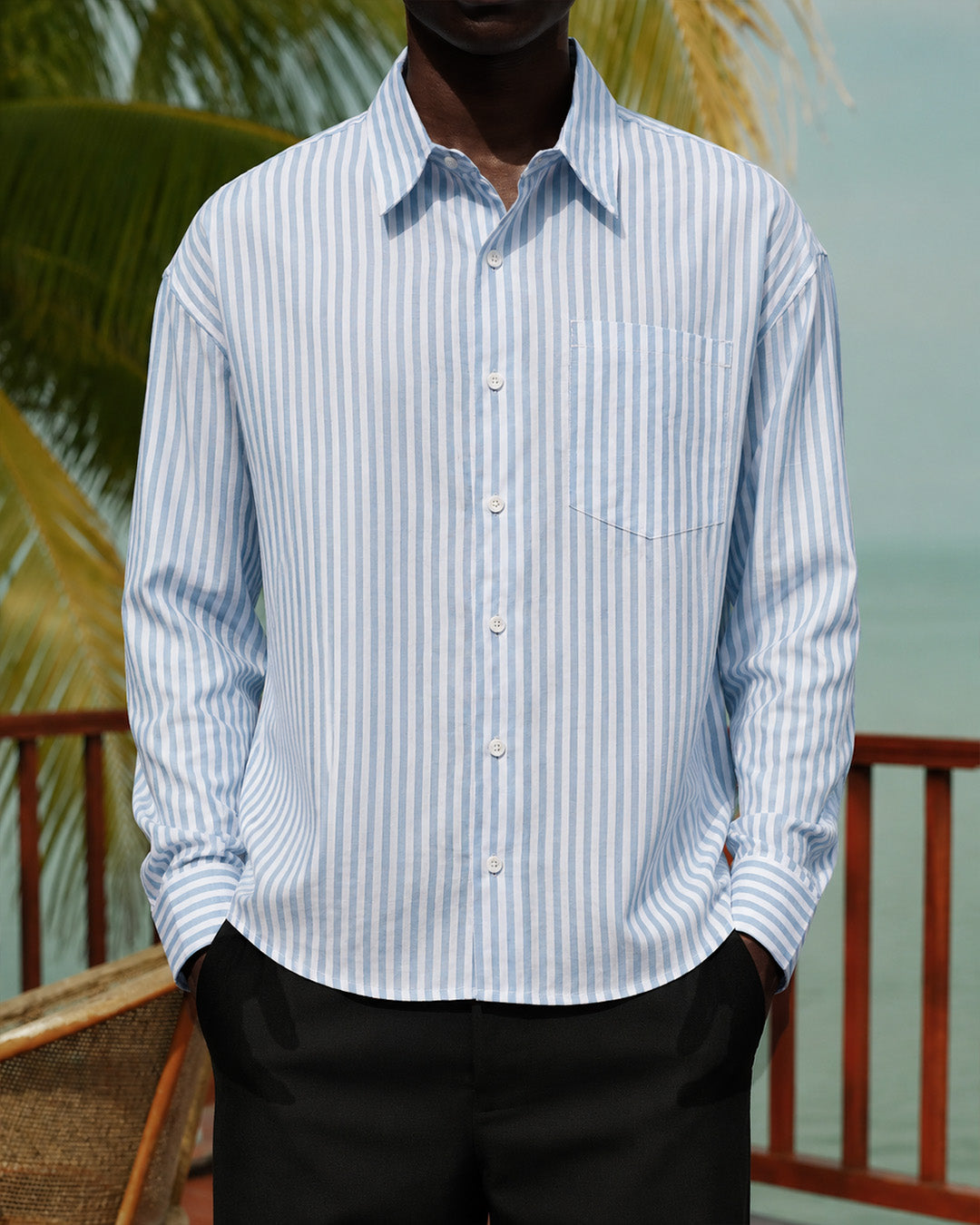 Yanded Stripe Shirt - Light Blue