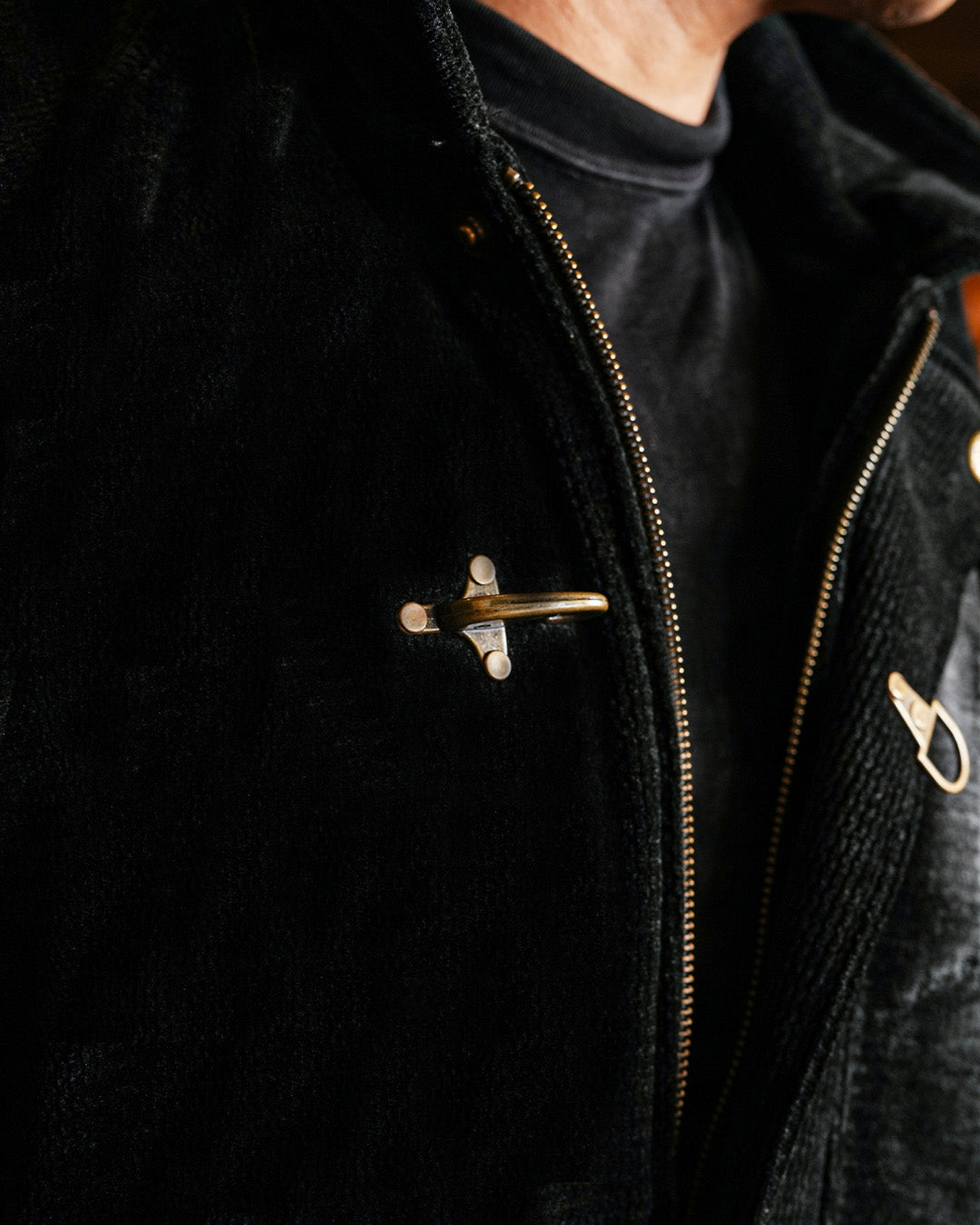 Corduroy Seaweed Clasp Jacket - Black