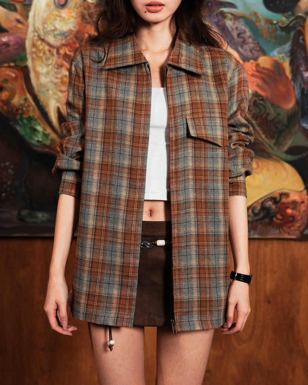 Flannel Overshirt Jacket - Amber Dusk