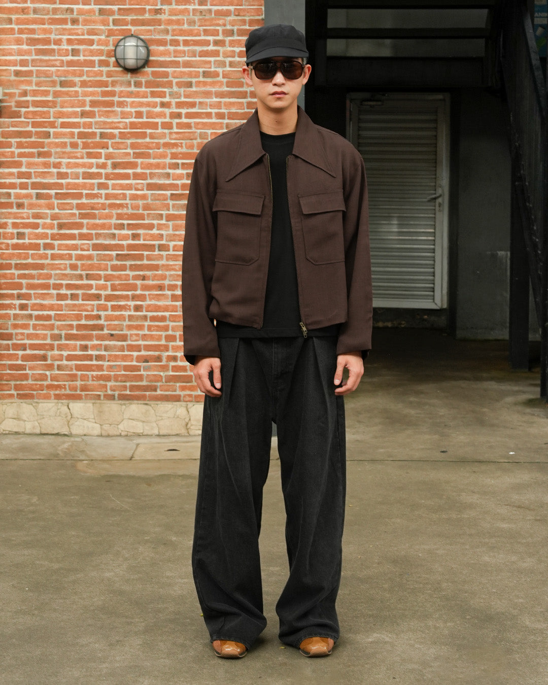 Korean Crop Jacket - Coffee