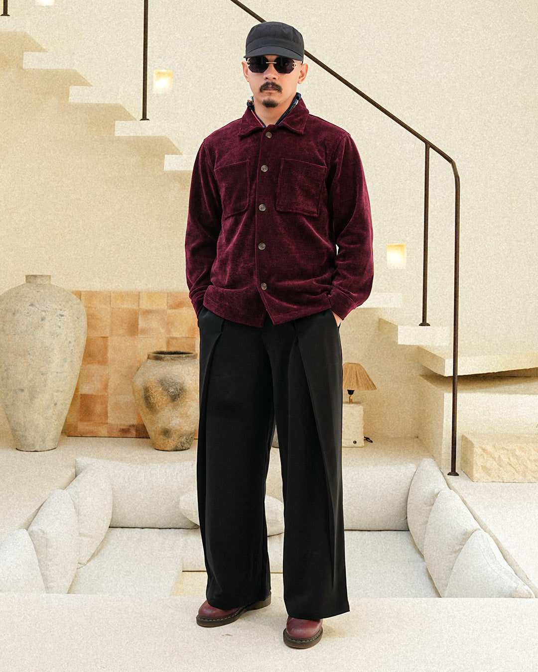 Overshirt Corduroy Seaweed - Red Wine