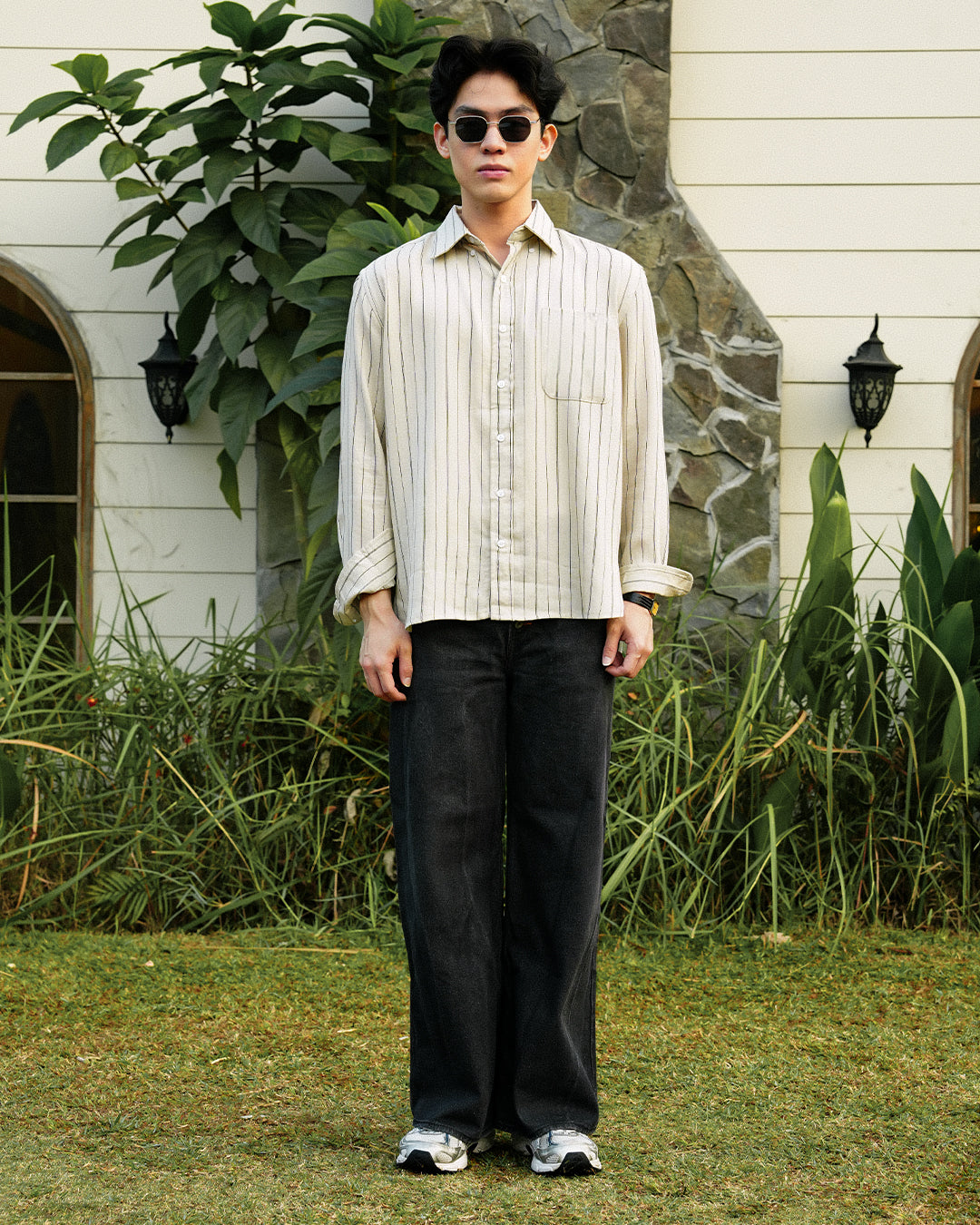 Abstract Stripe Shirt - Beige