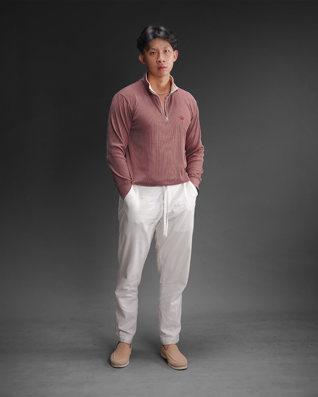 Polo Marvin IV Half Zip - Dusty Pink