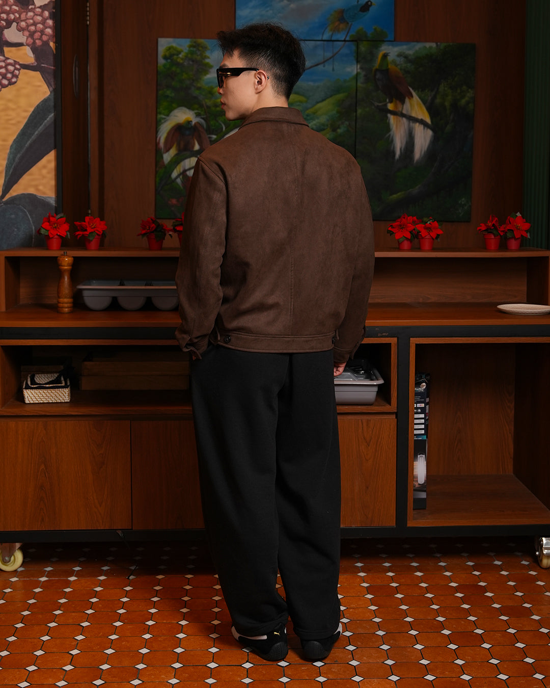 Moisur Suede Clasp Jacket - Coffee