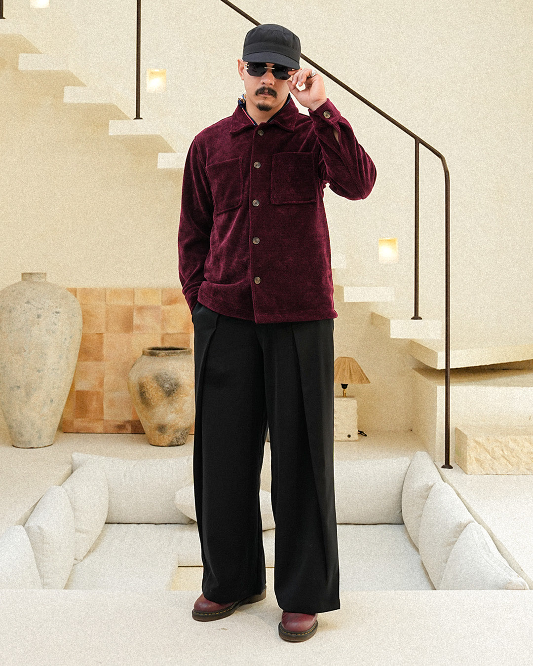 Overshirt Corduroy Seaweed - Red Wine