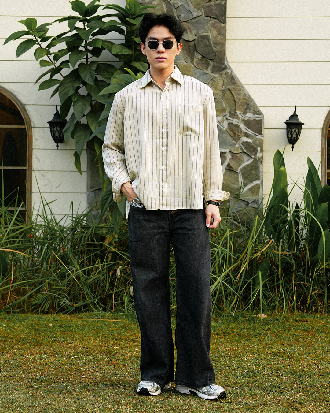 Abstract Stripe Shirt - Beige