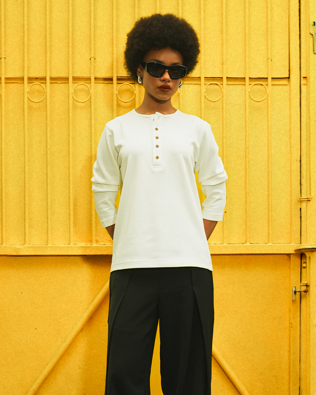 Henley Shirt BreezeWear 2.0 - 3/4 Sleeve - White