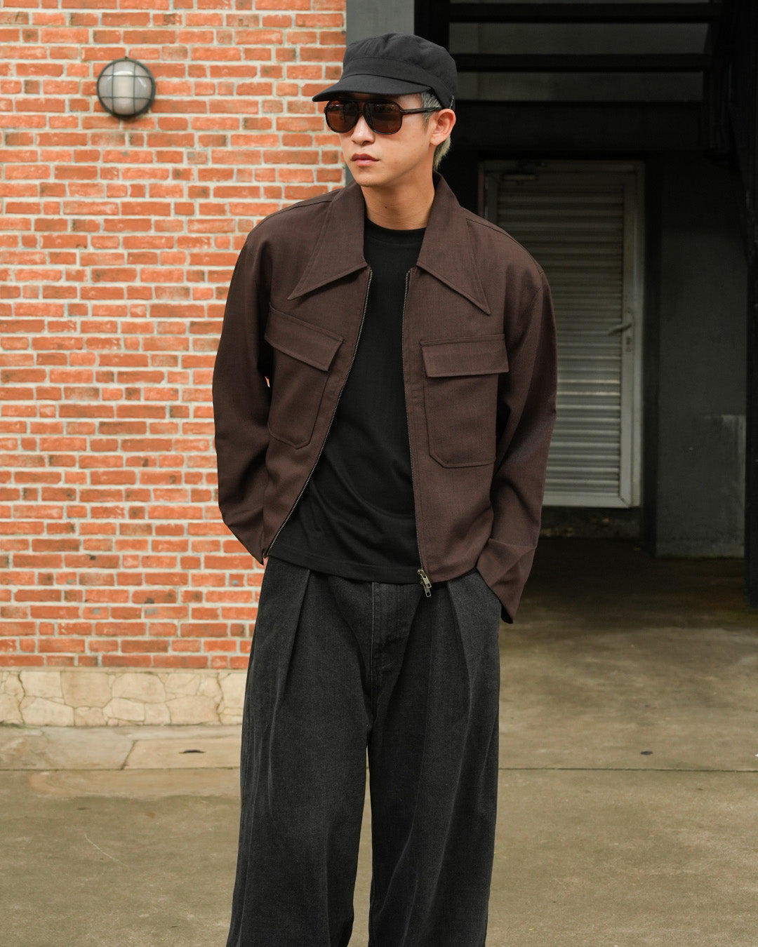 Korean Crop Jacket - Coffee
