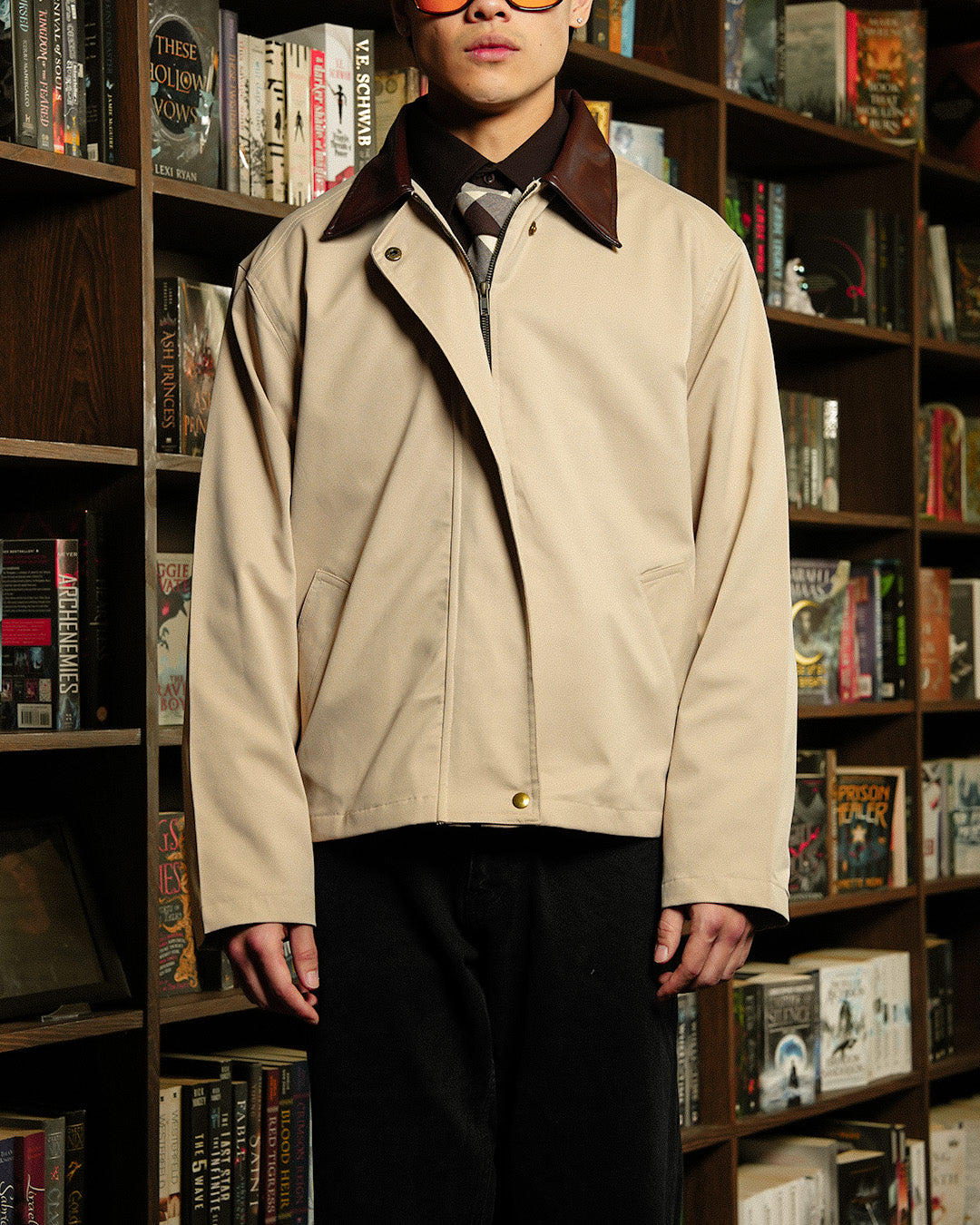 Work Jacket Accent Collar - Beige