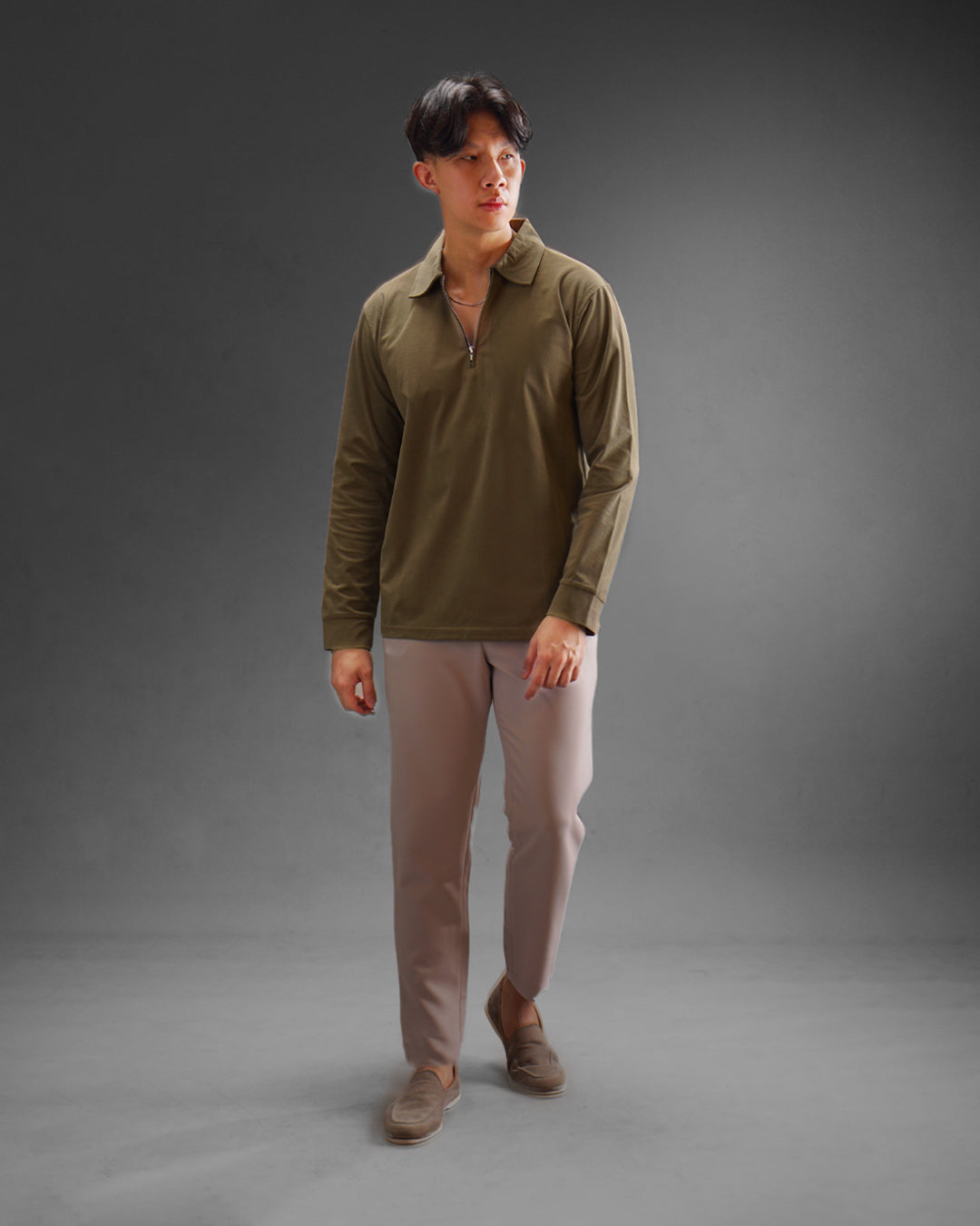 Polo Halfzip Semiwool - Brown