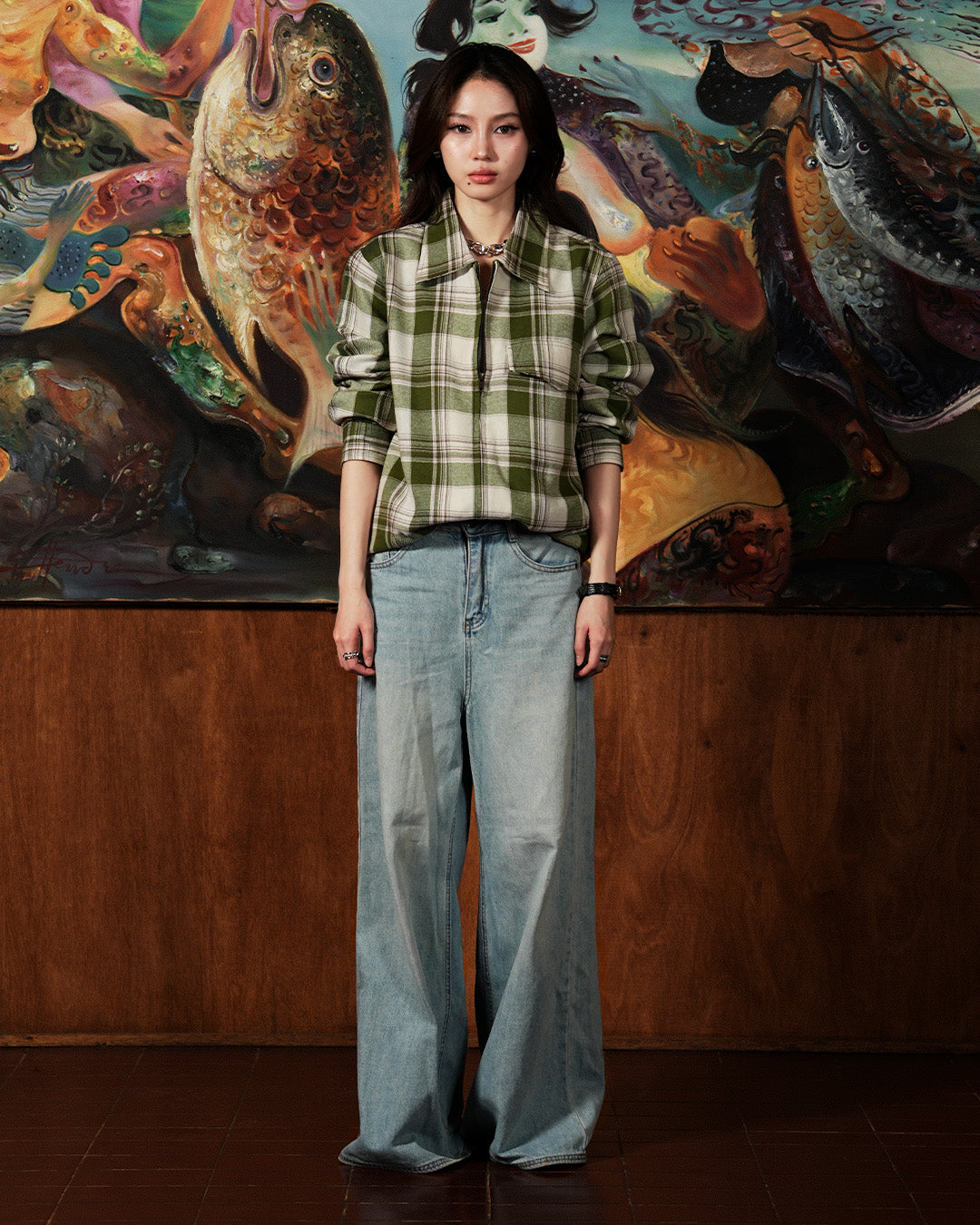 Flannel Overshirt Jacket - Olive Green