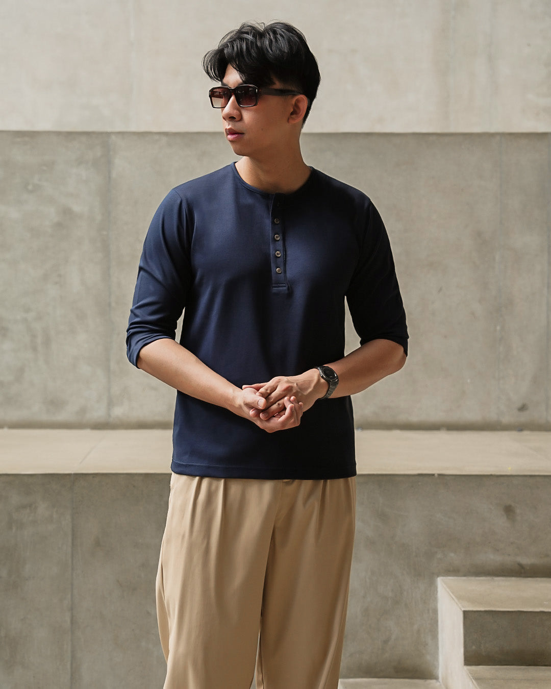 Henley Shirt BreezeWear 2.0 - 3/4 Sleeve - Navy