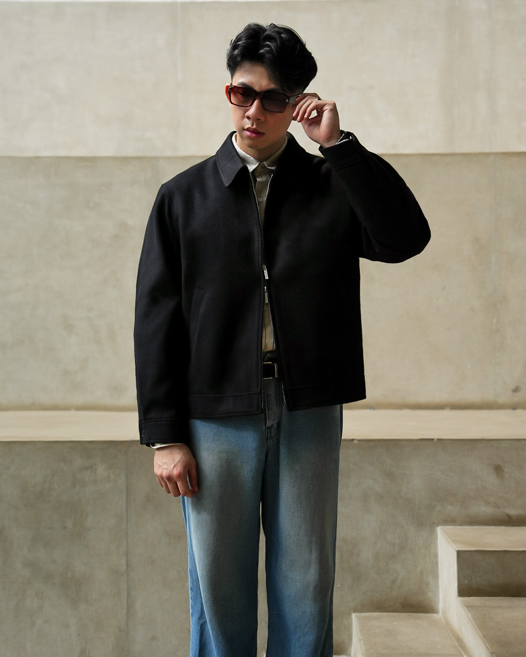 Wool Fiber Jacket - Black