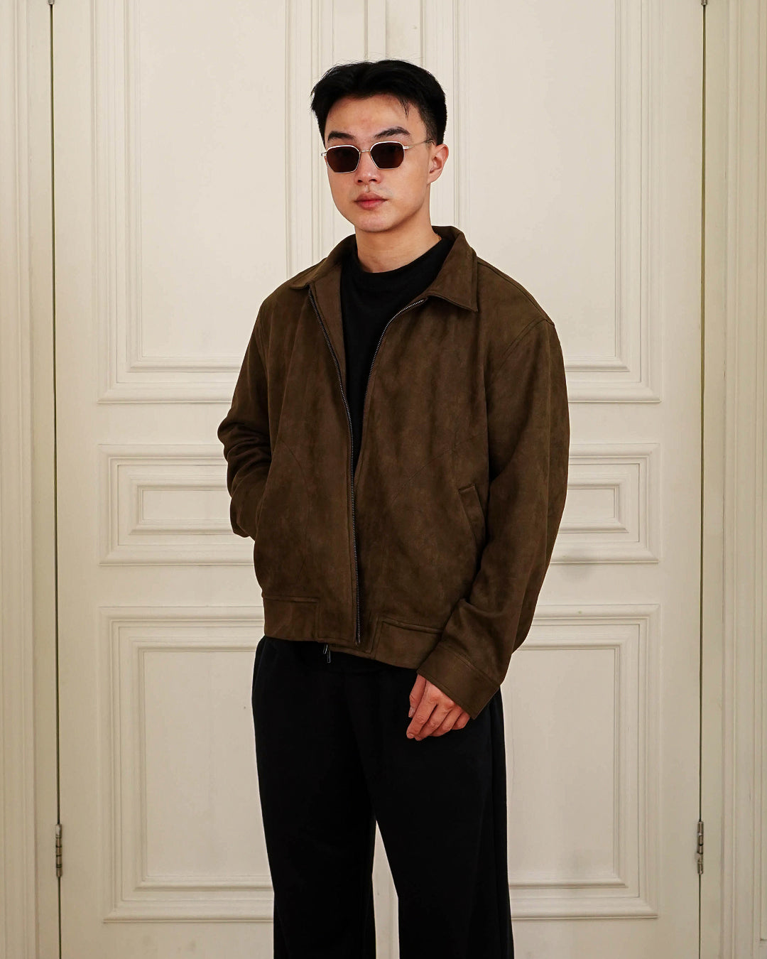 Downtown City Suede Jacket - Olive