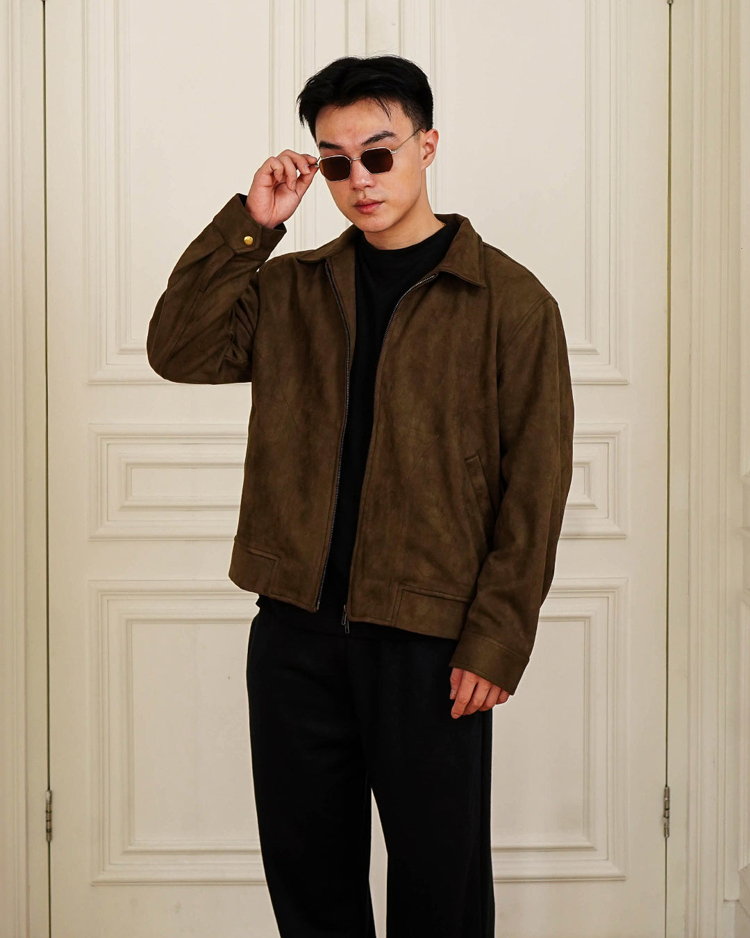 Downtown City Suede Jacket - Olive