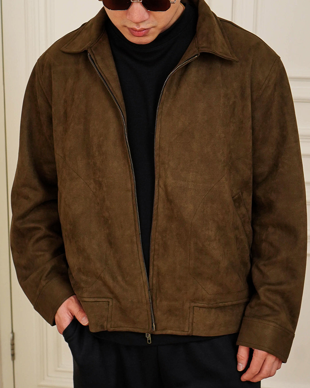 Downtown City Suede Jacket - Olive