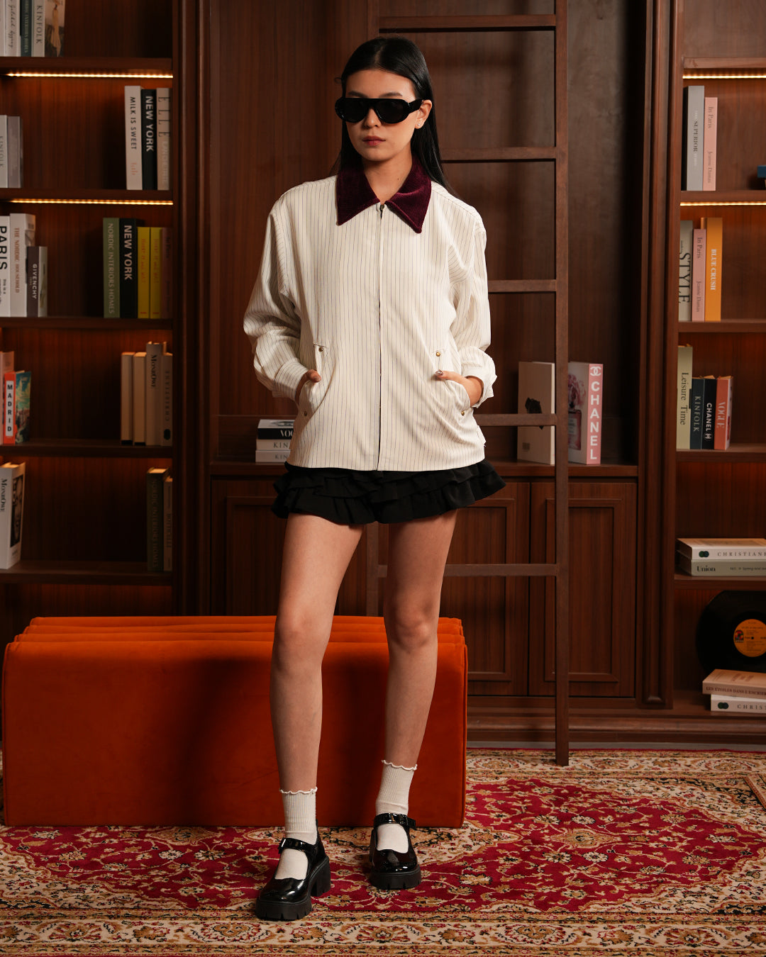 Stripes Jacket Mix Corduroy - White