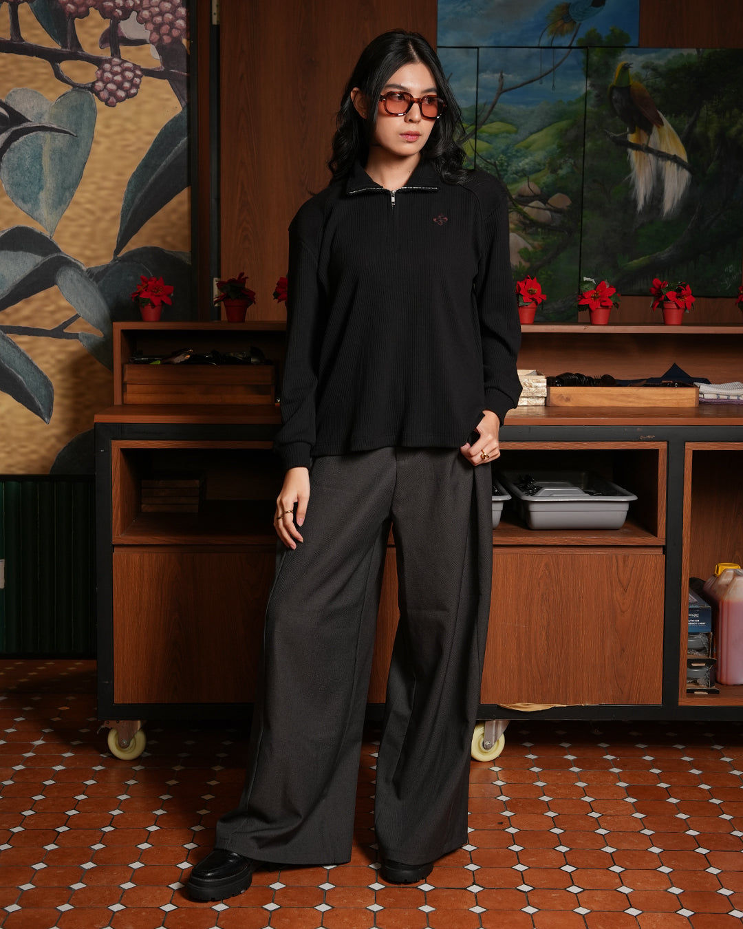 Beverly Half Zip - Jet Black