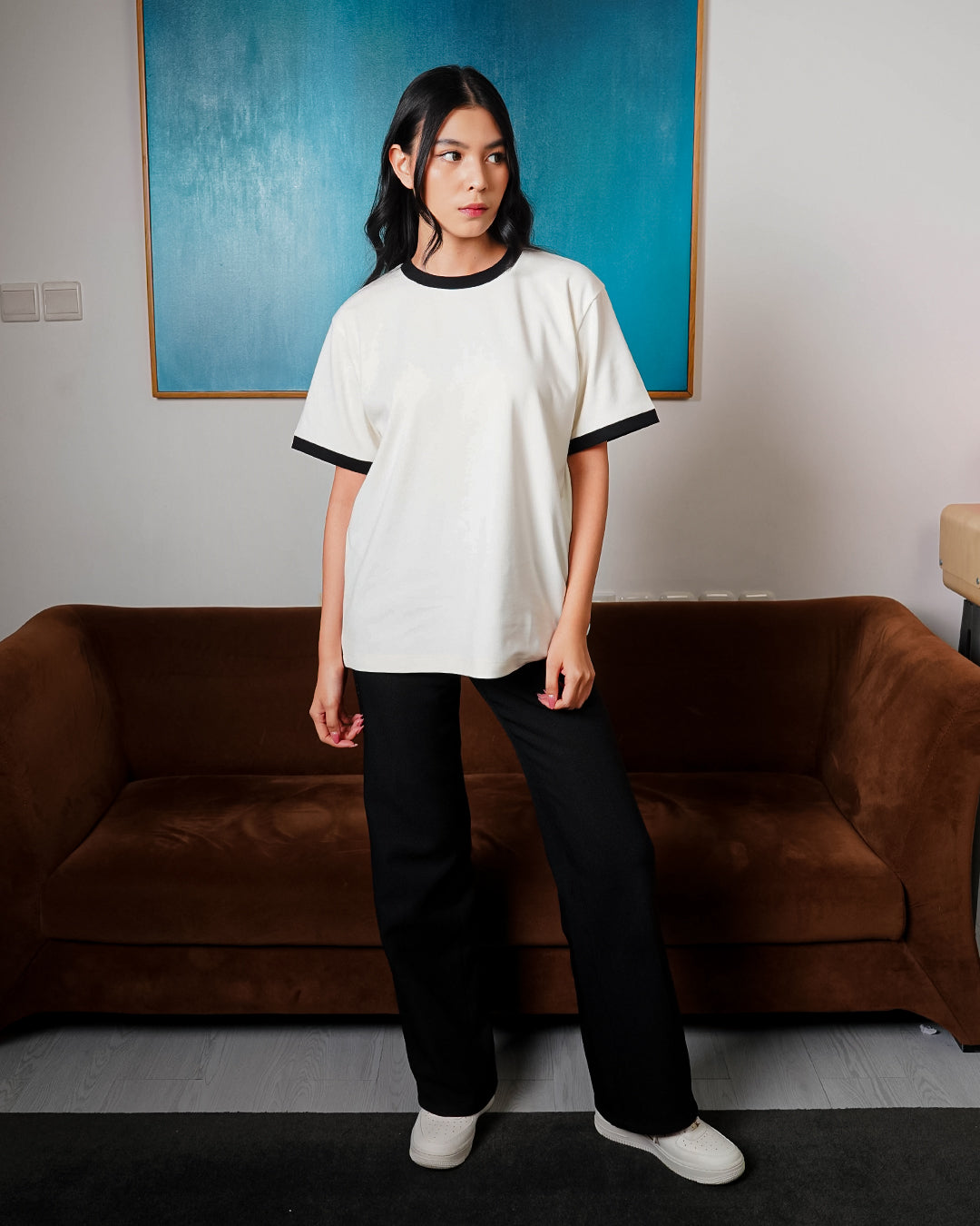 Oversize Two Tone Tees Shirt Breeze Wear - Offwhite
