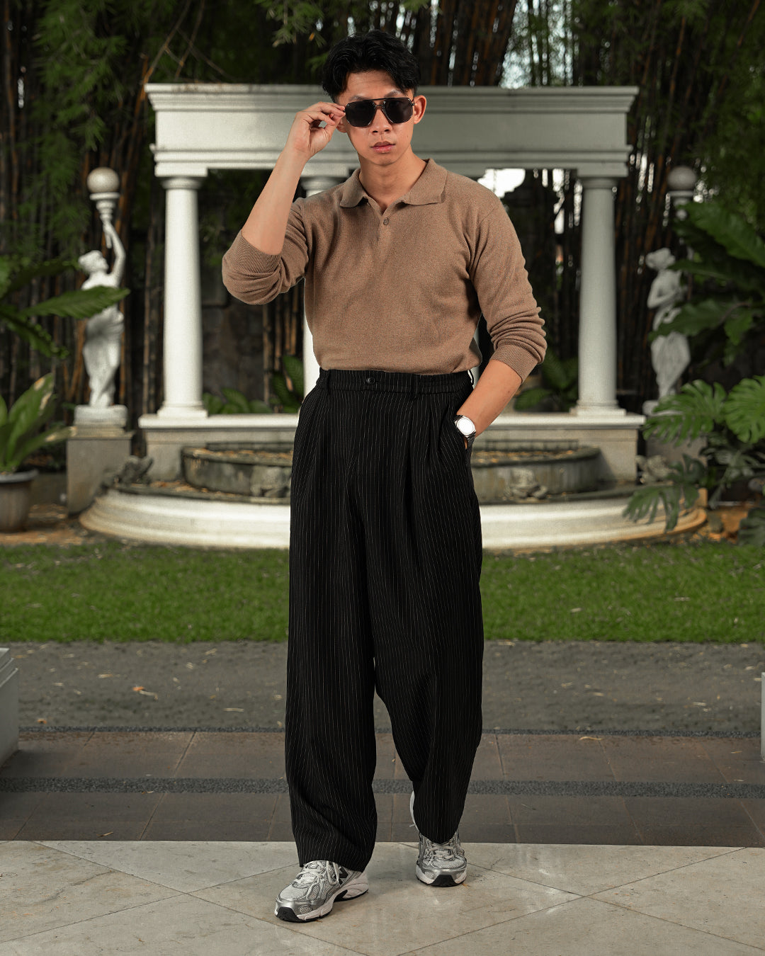 Stripes Pants Straight Fit