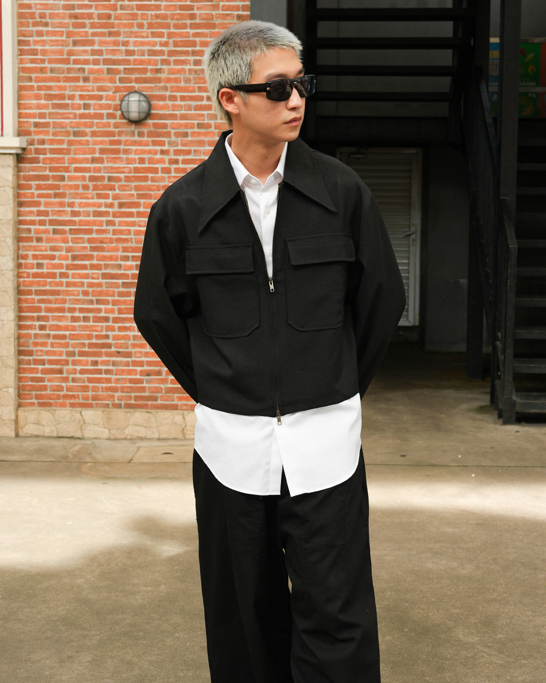 Korean Crop Jacket - Black