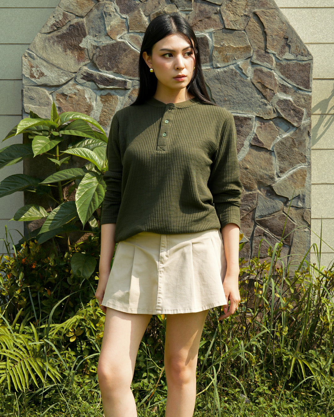 Basic Henley Shirt - Army