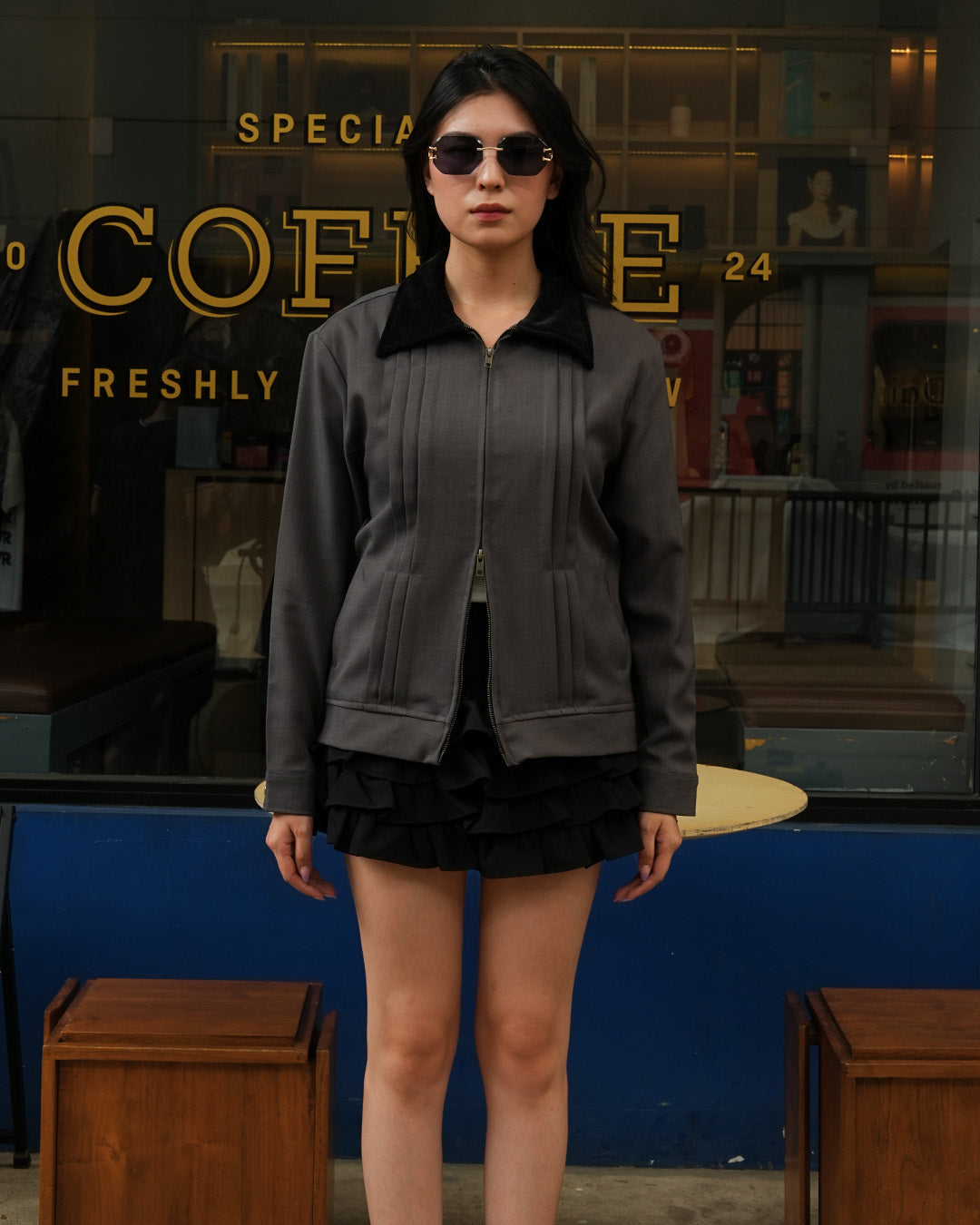 Milano Pleat Jacket - Gray