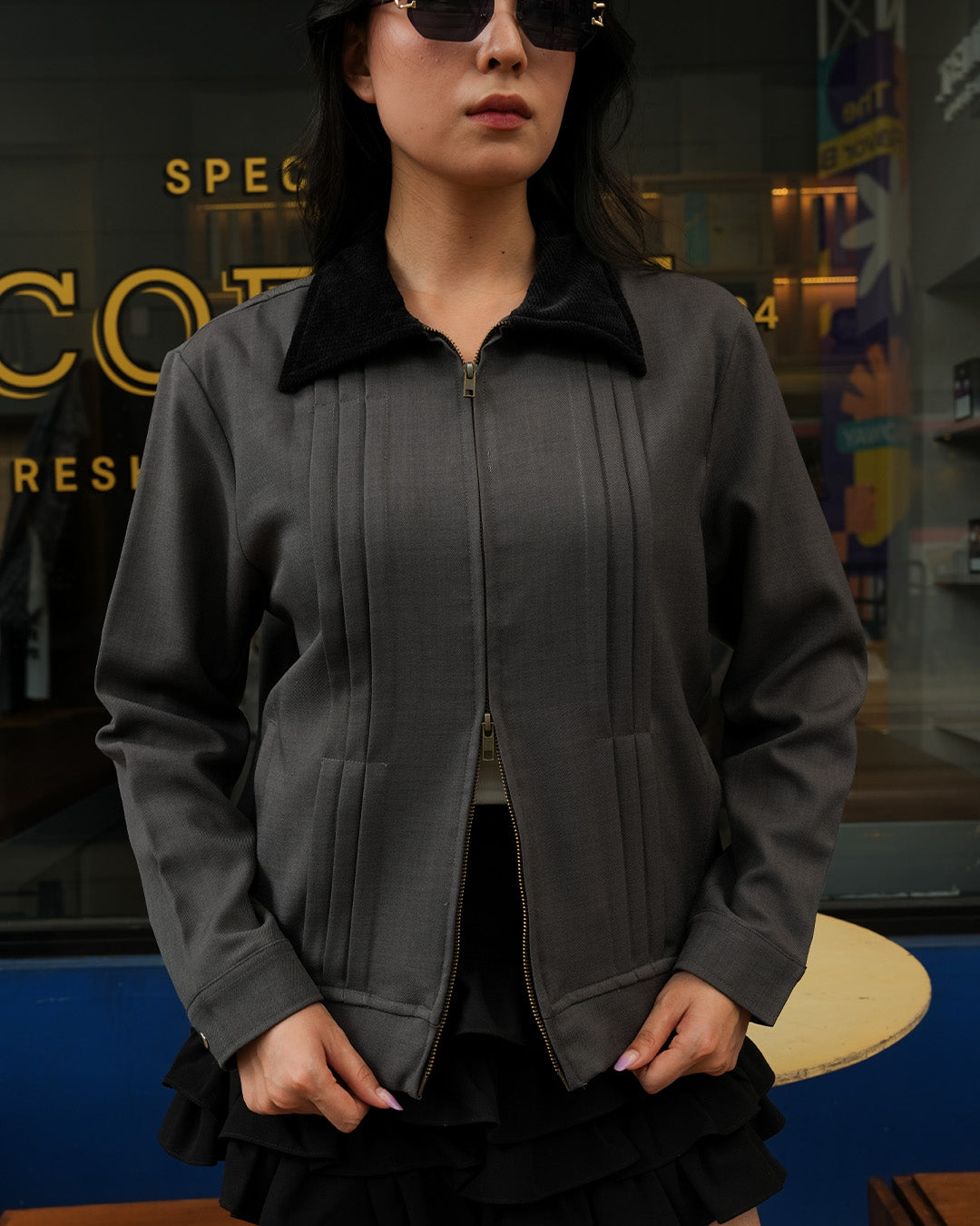 Milano Pleat Jacket - Gray
