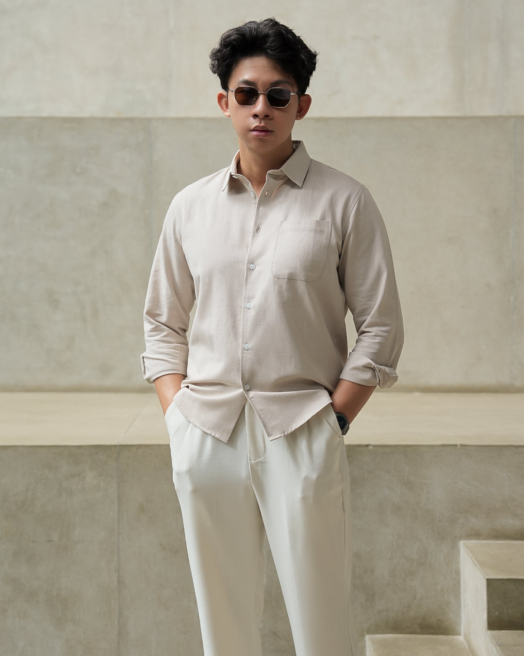 HOMME Linen Shirt - Beige