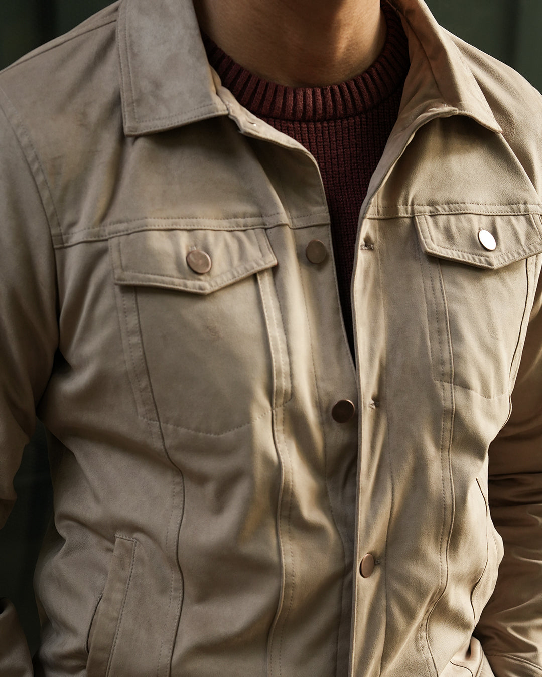 Classic Trucker Jacket Suede - Light Gray