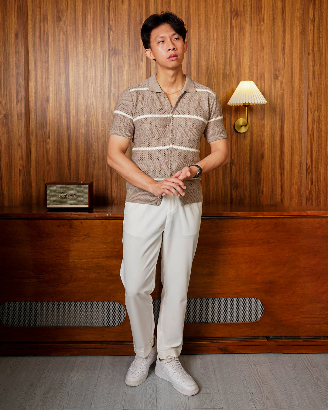 Crochet Shirt Short Sleeve - Light Brown