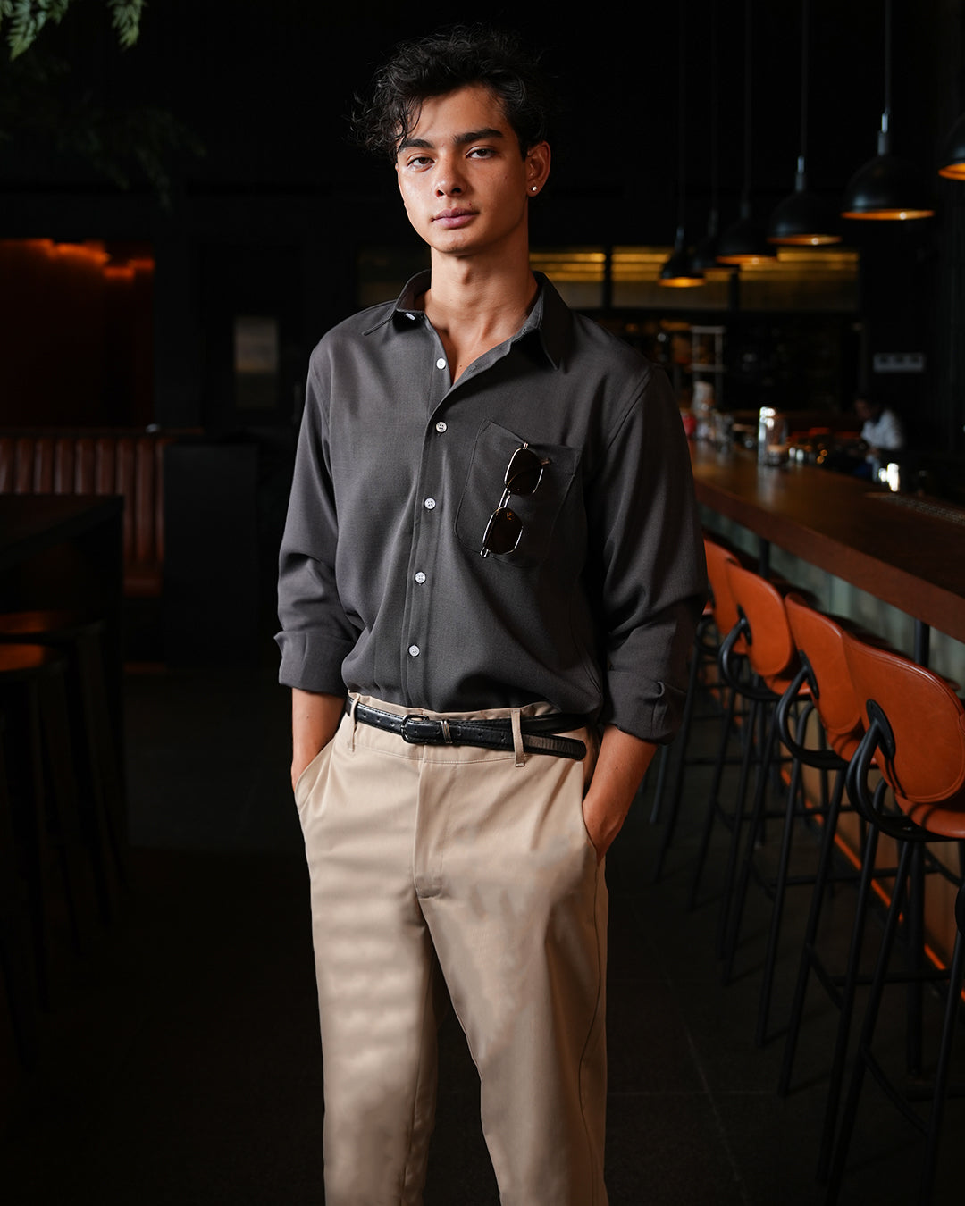 Twill Texture Shirt - Dark Gray