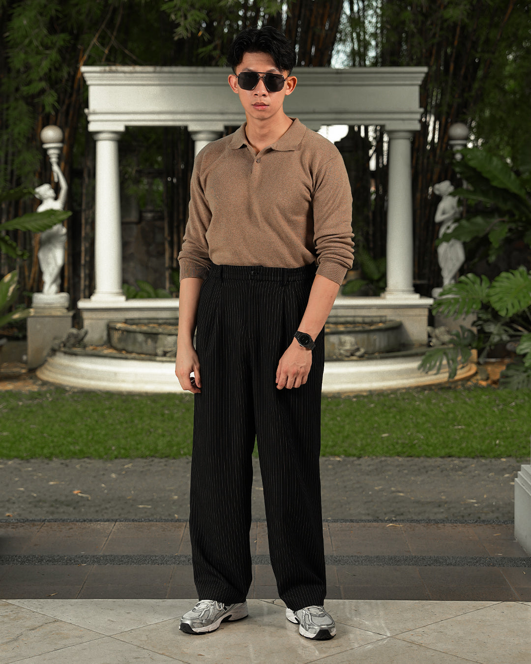Stripes Pants Straight Fit