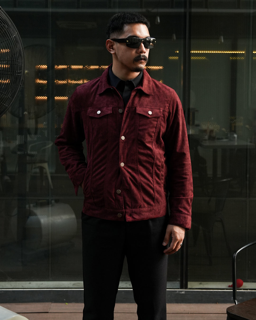 Classic Trucker Jacket Suede - Maroon