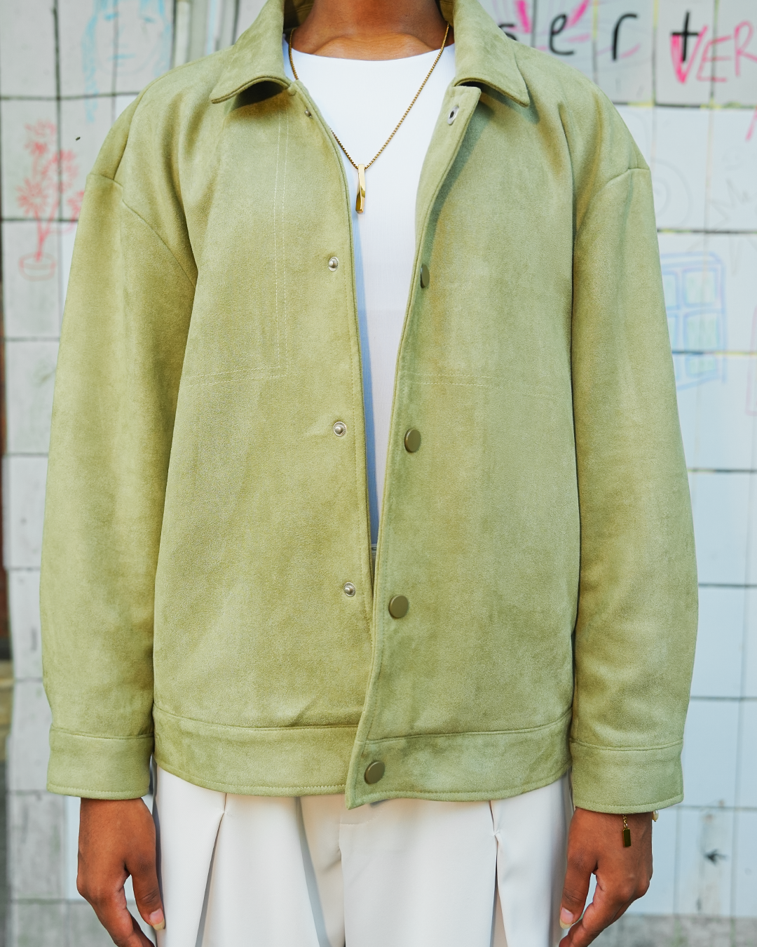 Suede Coach Jacket - Matcha