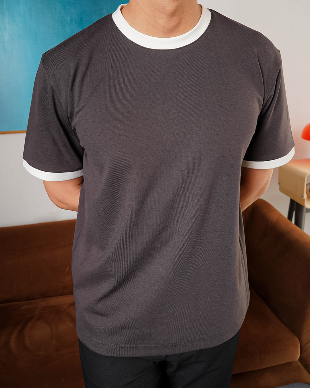 Oversize Two Tone Tees Shirt Breeze Wear - Charcoal