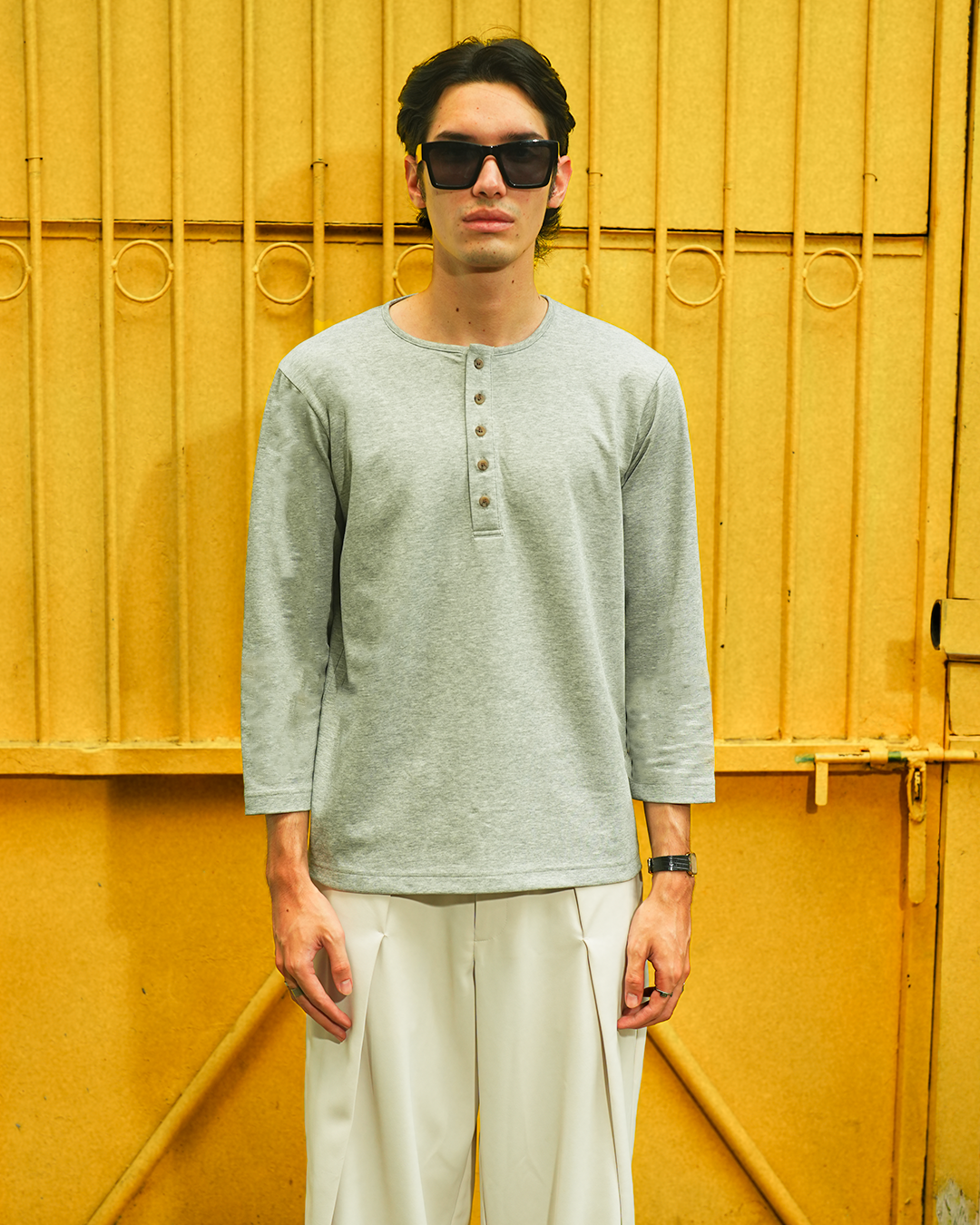 Henley Shirt BreezeWear 2.0 - 3/4 Sleeve - Gray