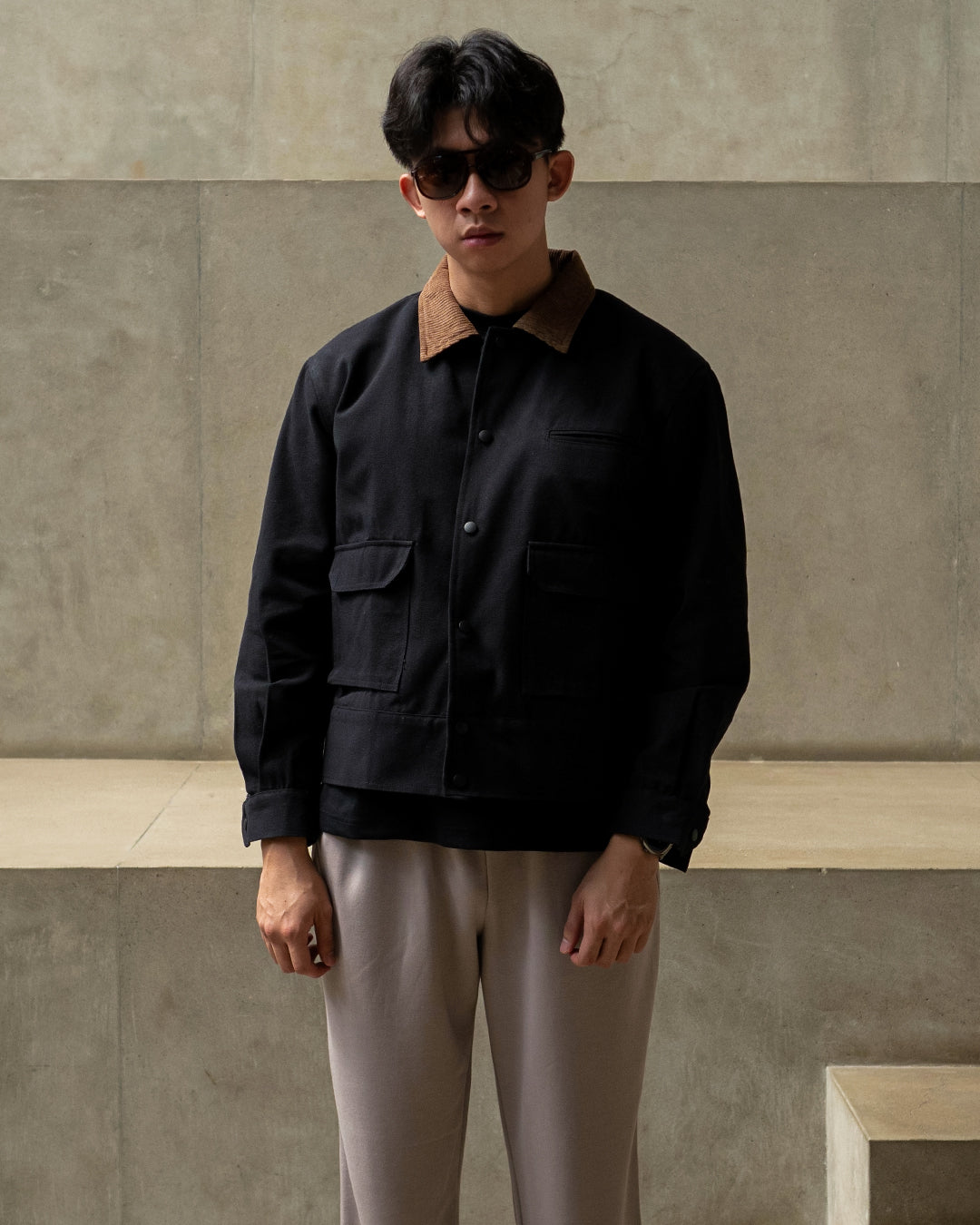 Marsotto Work Canvas Jacket - Black Camel
