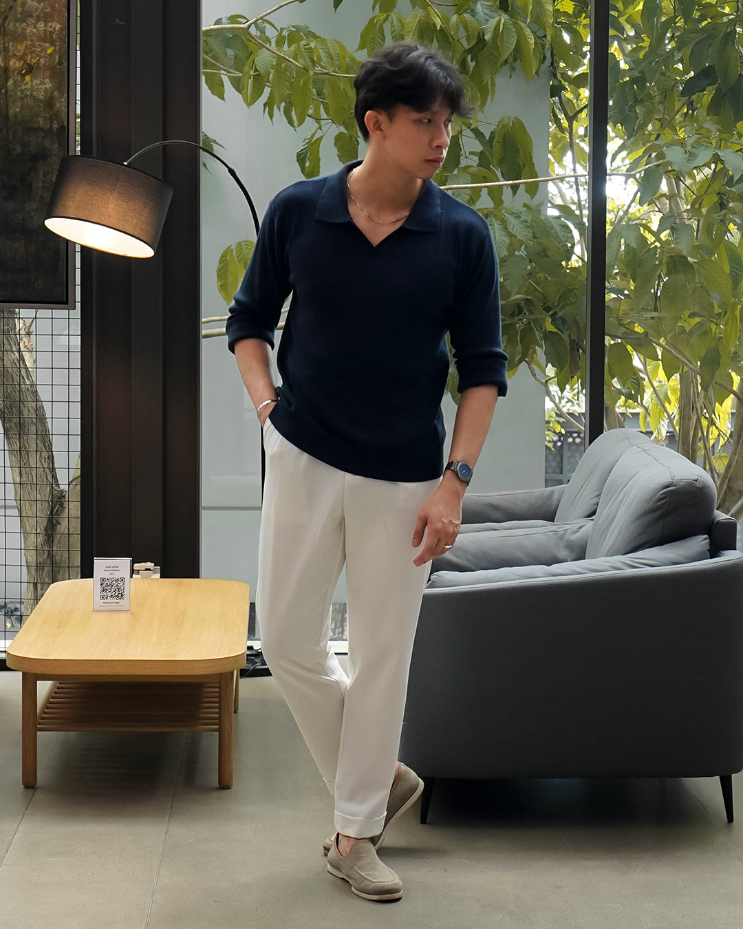 Polo Knitwear Ribbed Longsleeve - Navy